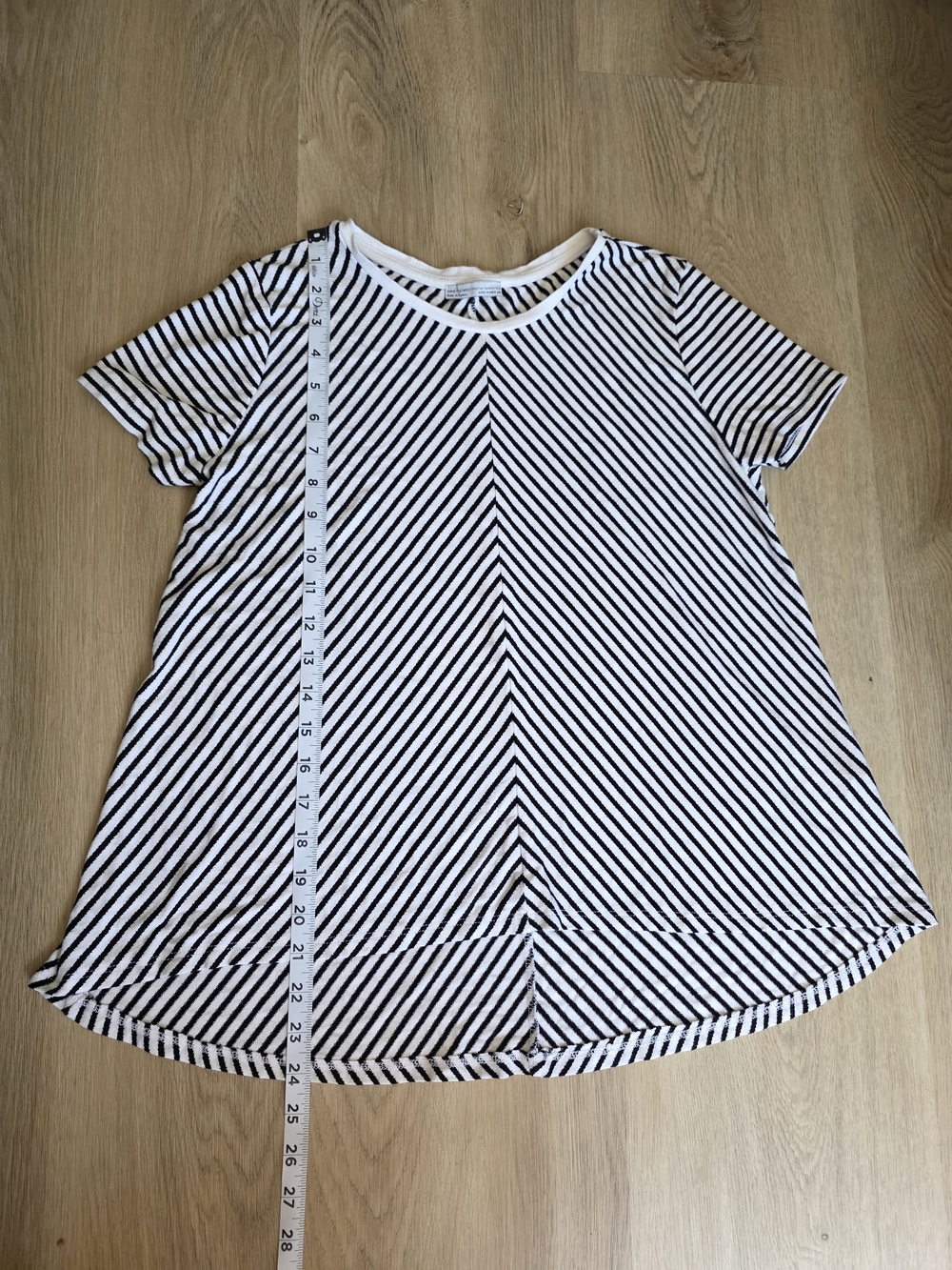 Zara Striped Chevron High-Low Short Sleeve Tunic Tee Shirt - Size M - Picture 5 of 7